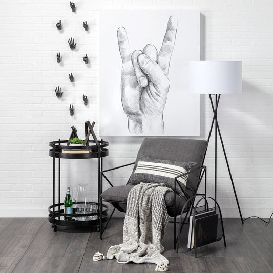 Leonidas Upholstered Accent Chair by Mercana in grey. Made from fabric, metal in a modern style.
