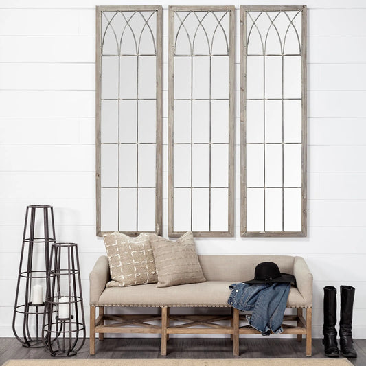 Bergen Bench by Mercana in beige, light brown. Made from wood, fabric in a rustic style.