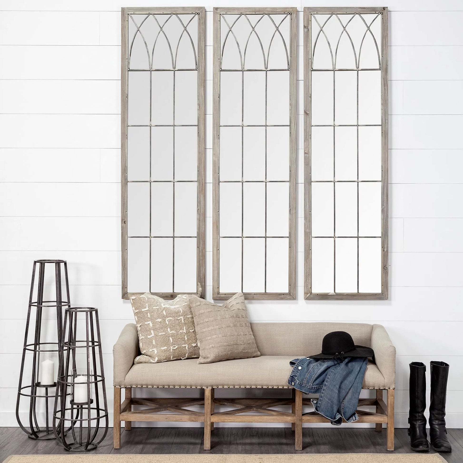 Bella Cylindrical Cage Candle Holder Lantern by Mercana in natural. Made from unique in a modern style.