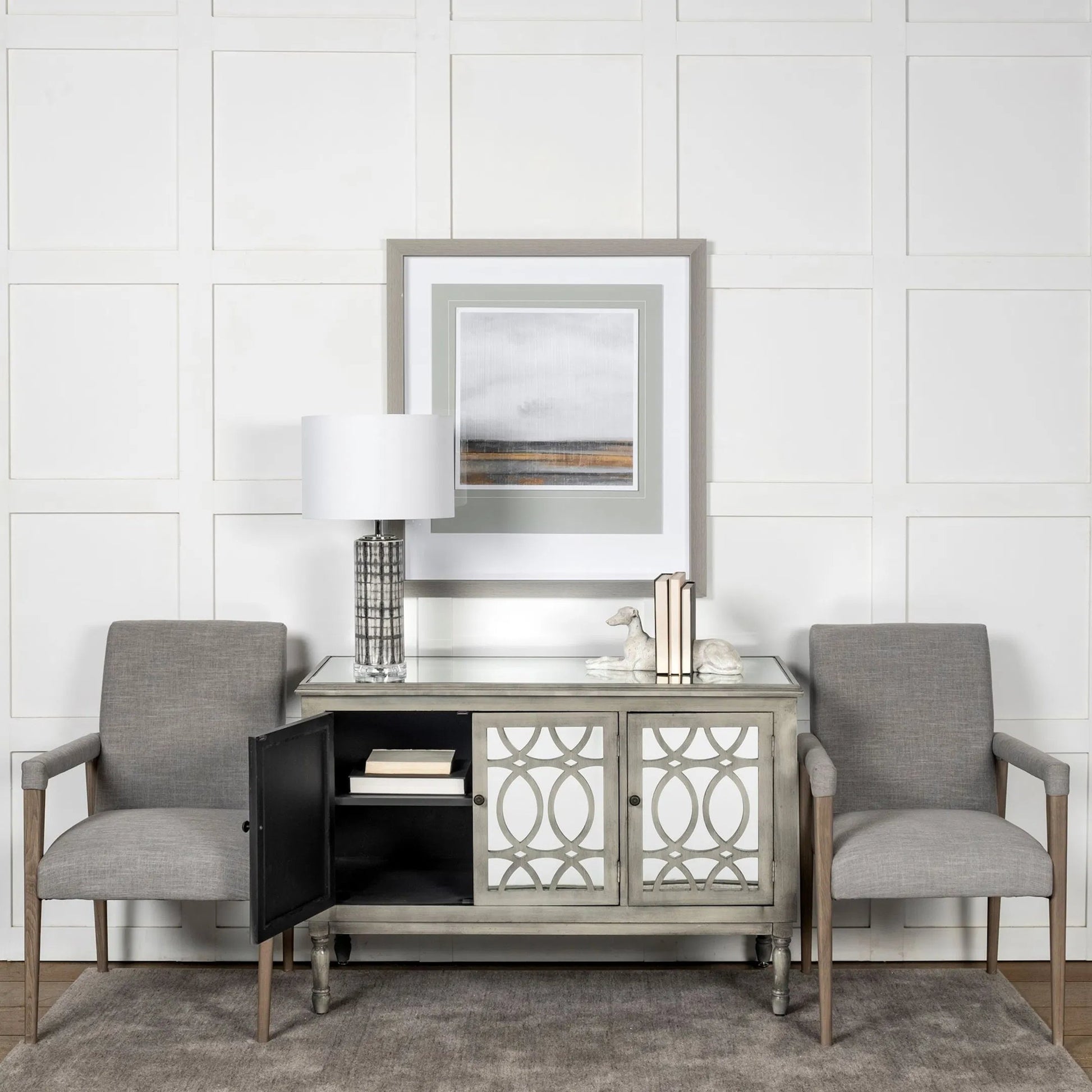 Palisades Dining Chair by Mercana in cream, light brown. Made from wood, fabric in a modern style.
