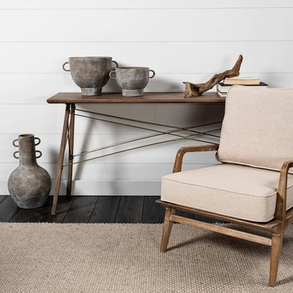 Harman Leather Accent Chair by Mercana. Made from wood, top grain leather in a rustic style.