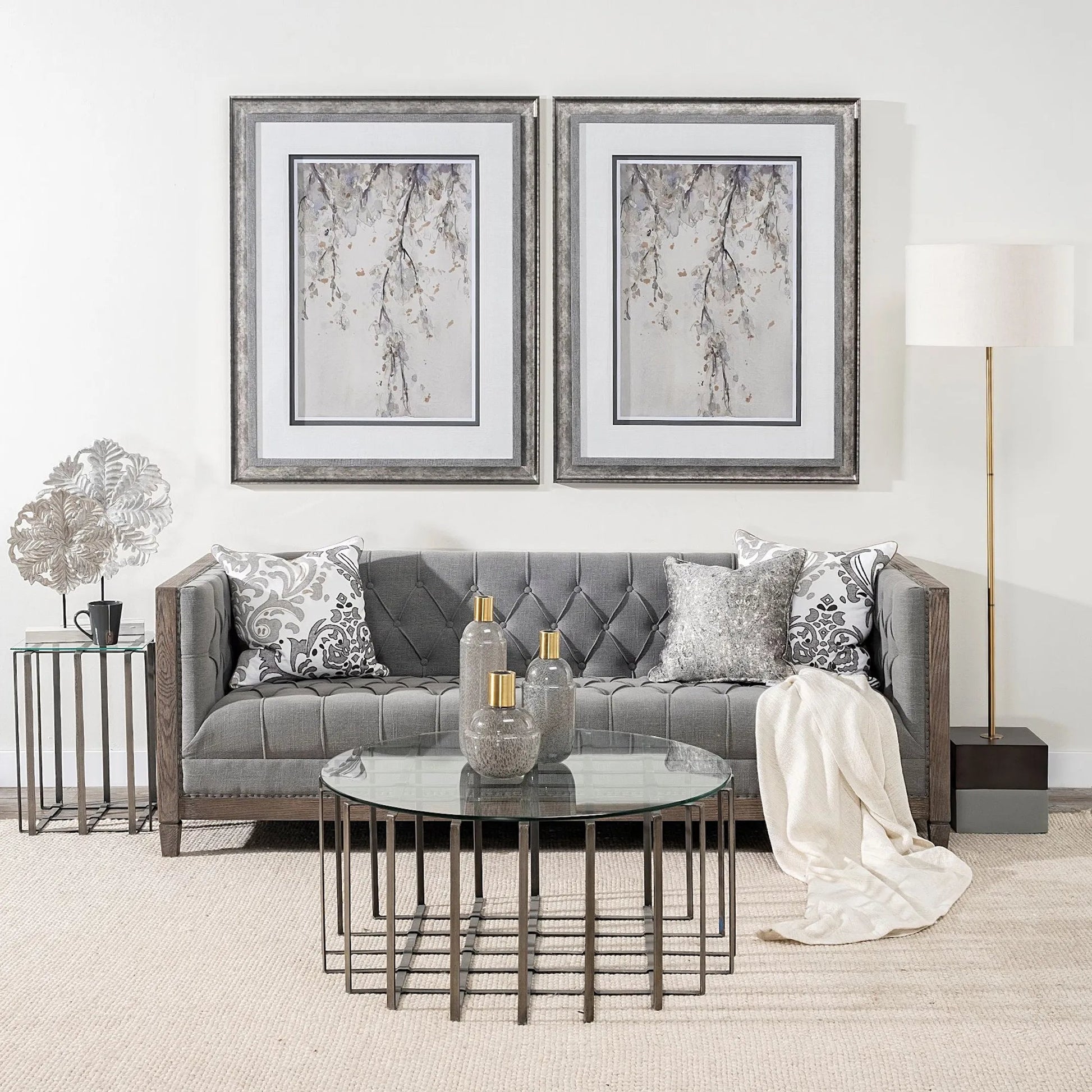 Kamara I Washed Wood W Silver Botanical Decorative Object by Mercana in metallic silver. Made from wood in a eclectic & global style.