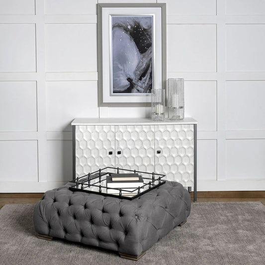 Christa Ed Base Square Tray by Mercana in silver. Made from unique in a traditional style.