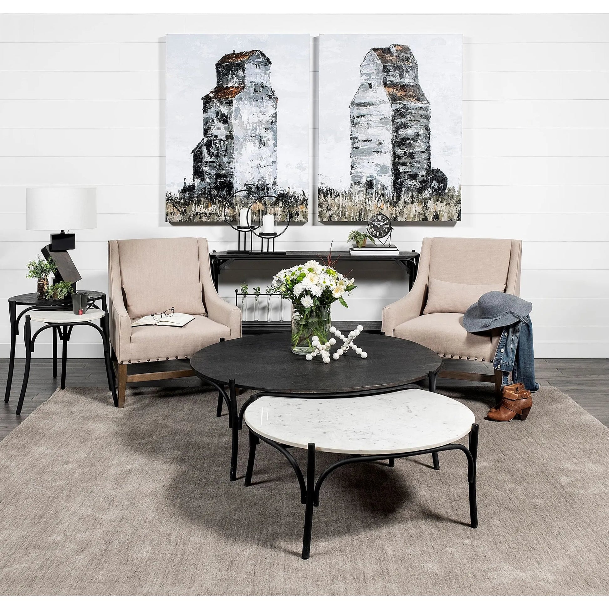 Carrollton I Off- Geometric Wood Ball Jack by Mercana in white wash. Made from unique in a eclectic & global style.