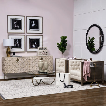 Reinhardt Coffee Table by Mercana in white, gold. Made from unique in a transitional style.