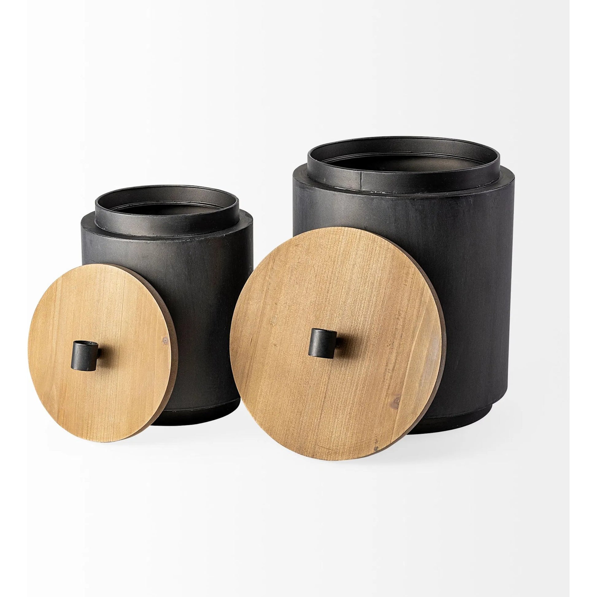 Cyril Gray W Jars Set of Two by Mercana in gunmetal grey. Made from unique in a eclectic & global style.