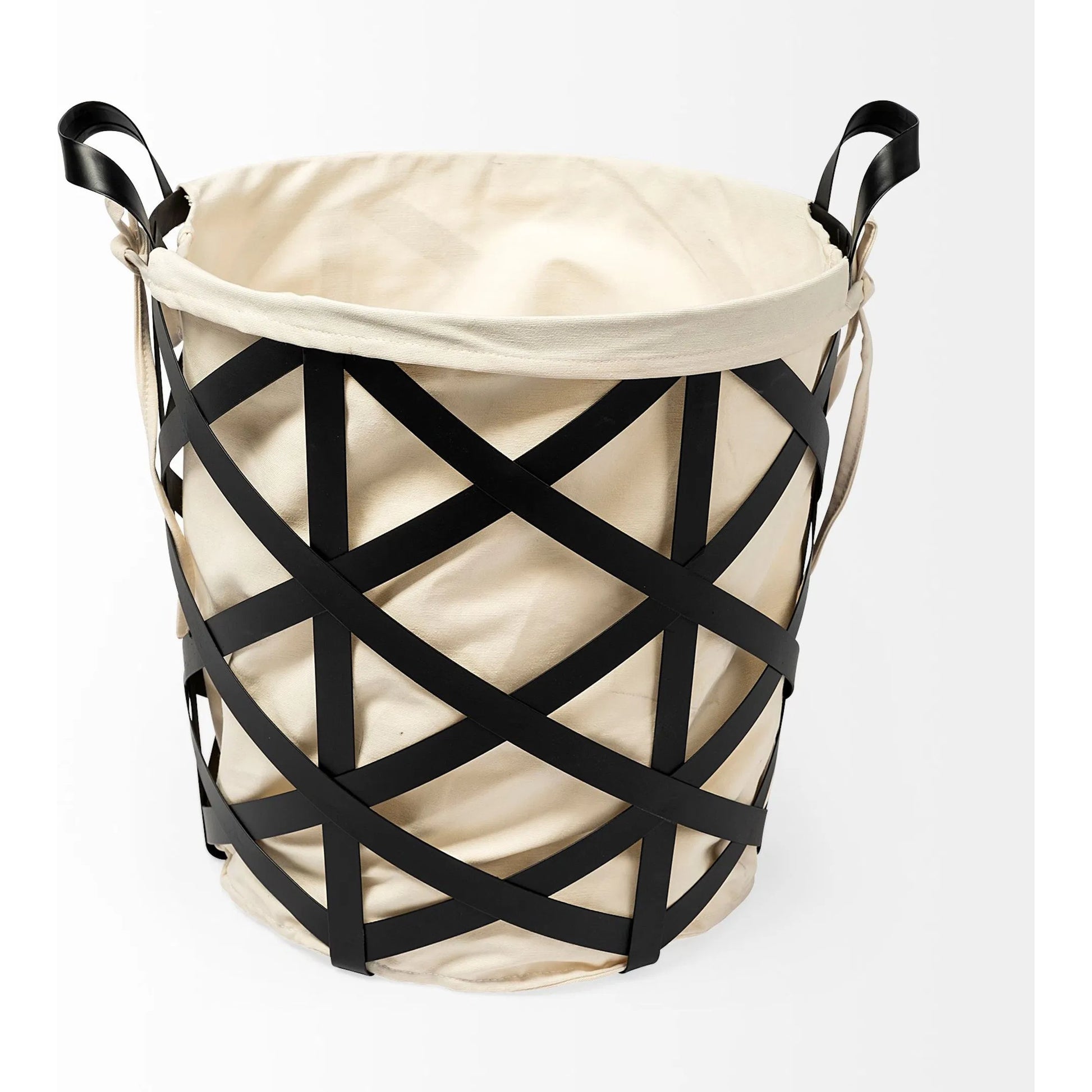 Liya Basket with Cream Fabric Liner by Mercana in natural. Made from unique in a modern style.