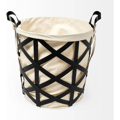 Liya Basket with Cream Fabric Liner by Mercana in natural. Made from unique in a modern style.