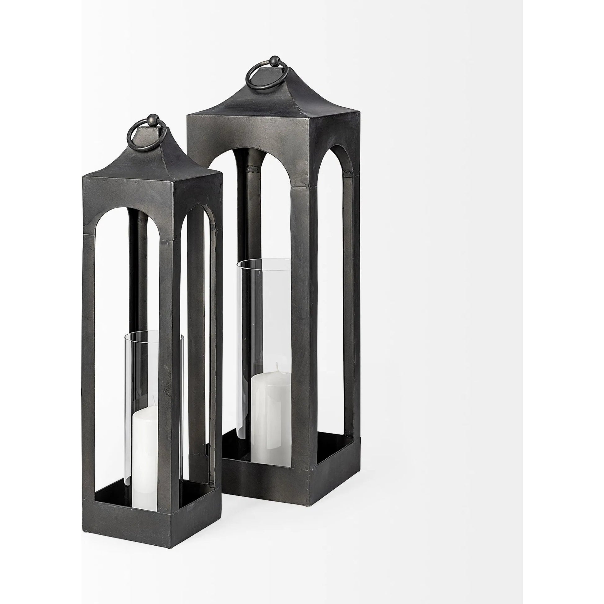 Ina Candle Holder Lantern by Mercana in charcoal. Made from unique in a modern style.