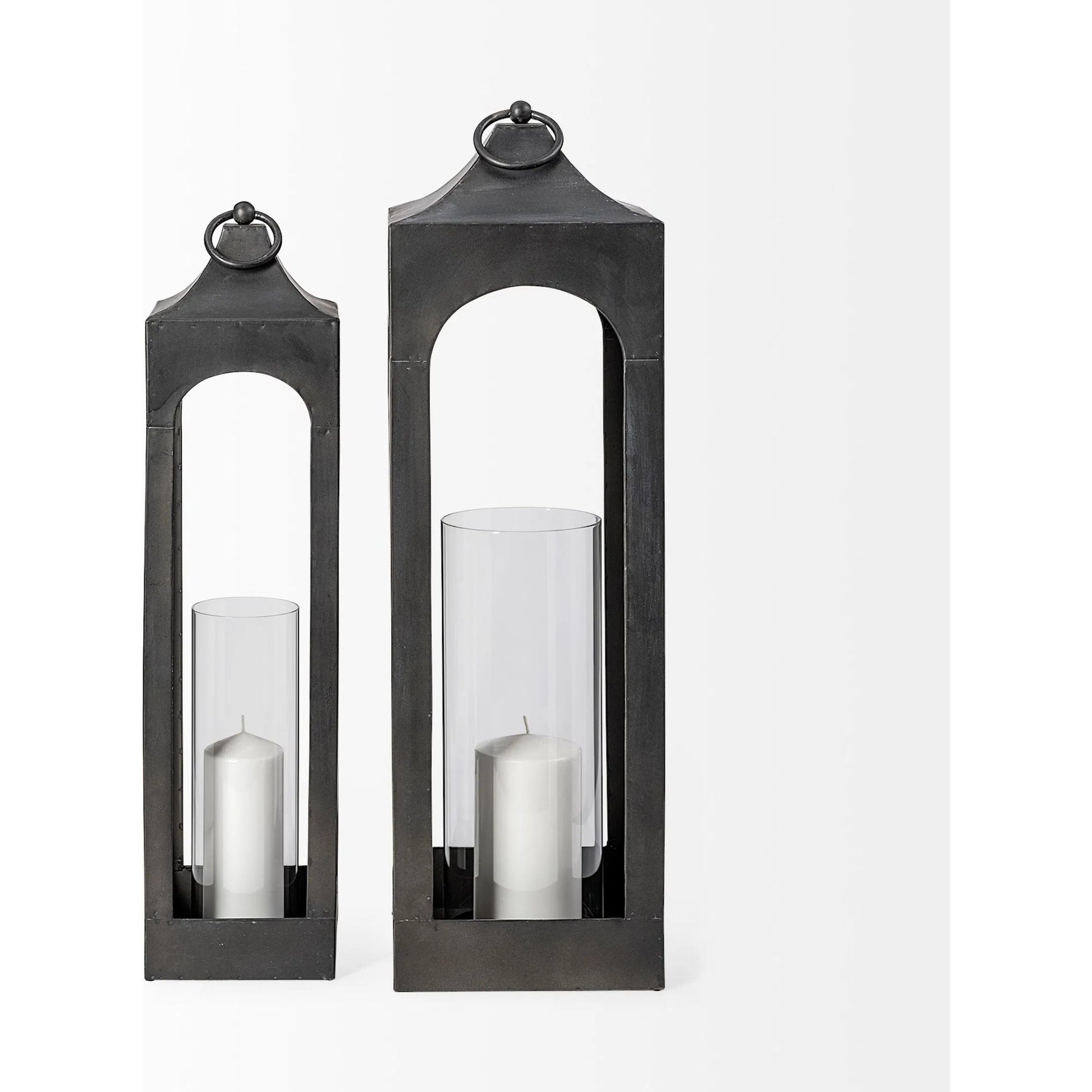 Ina Candle Holder Lantern by Mercana in charcoal. Made from unique in a modern style.