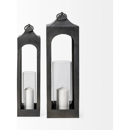Ina Candle Holder Lantern by Mercana in charcoal. Made from unique in a modern style.