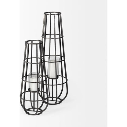 Bella Cylindrical Cage Candle Holder Lantern by Mercana in natural. Made from unique in a modern style.