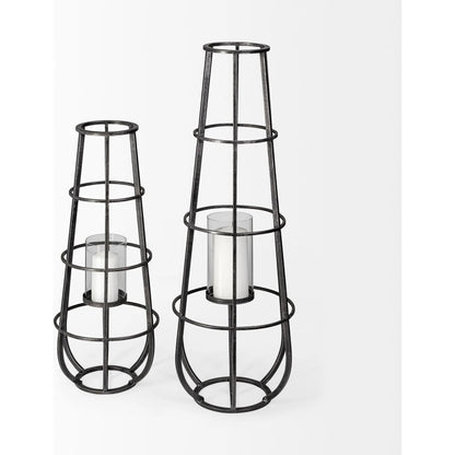 Bella Cylindrical Cage Candle Holder Lantern by Mercana in natural. Made from unique in a modern style.