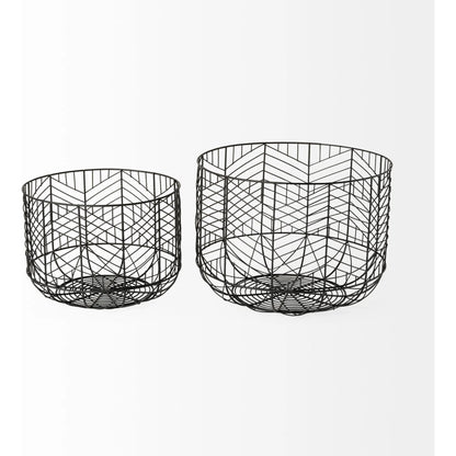 Idris Geometric Mesh Bowls Set of Two by Mercana in black. Made from unique in a eclectic & global style.