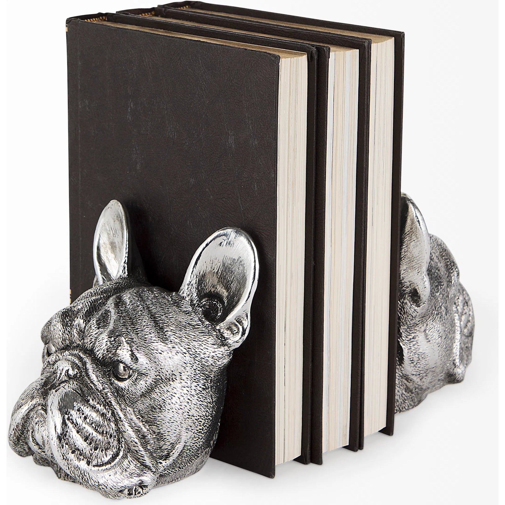 Bruno American Bulldog Bookends Set of Two by Mercana in silver. Made from unique in a eclectic & global style.