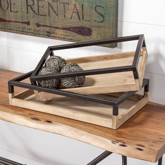 Ross Black Metal Nesting Trays Set of Two by Mercana in natural. Made from unique in a modern style.