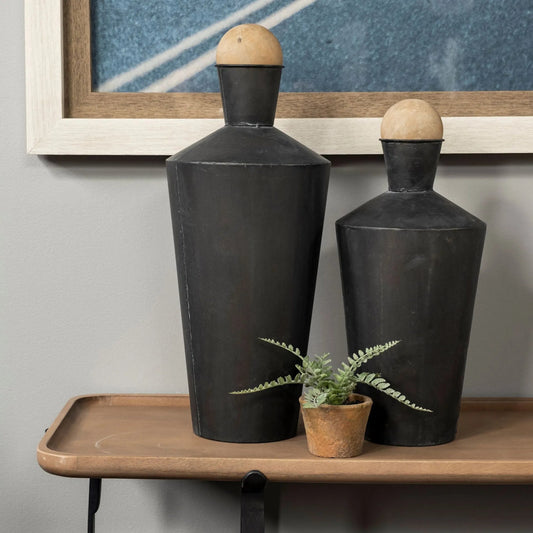 Asher Urns Set of Two by Mercana in natural. Made from unique in a modern style.