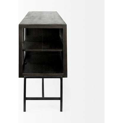 Arelius Sideboard by Mercana. Made from glass, solid wood, steel in a modern style.