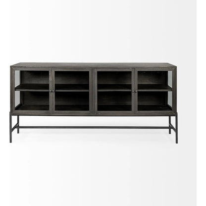 Arelius Sideboard by Mercana. Made from glass, solid wood, steel in a modern style.