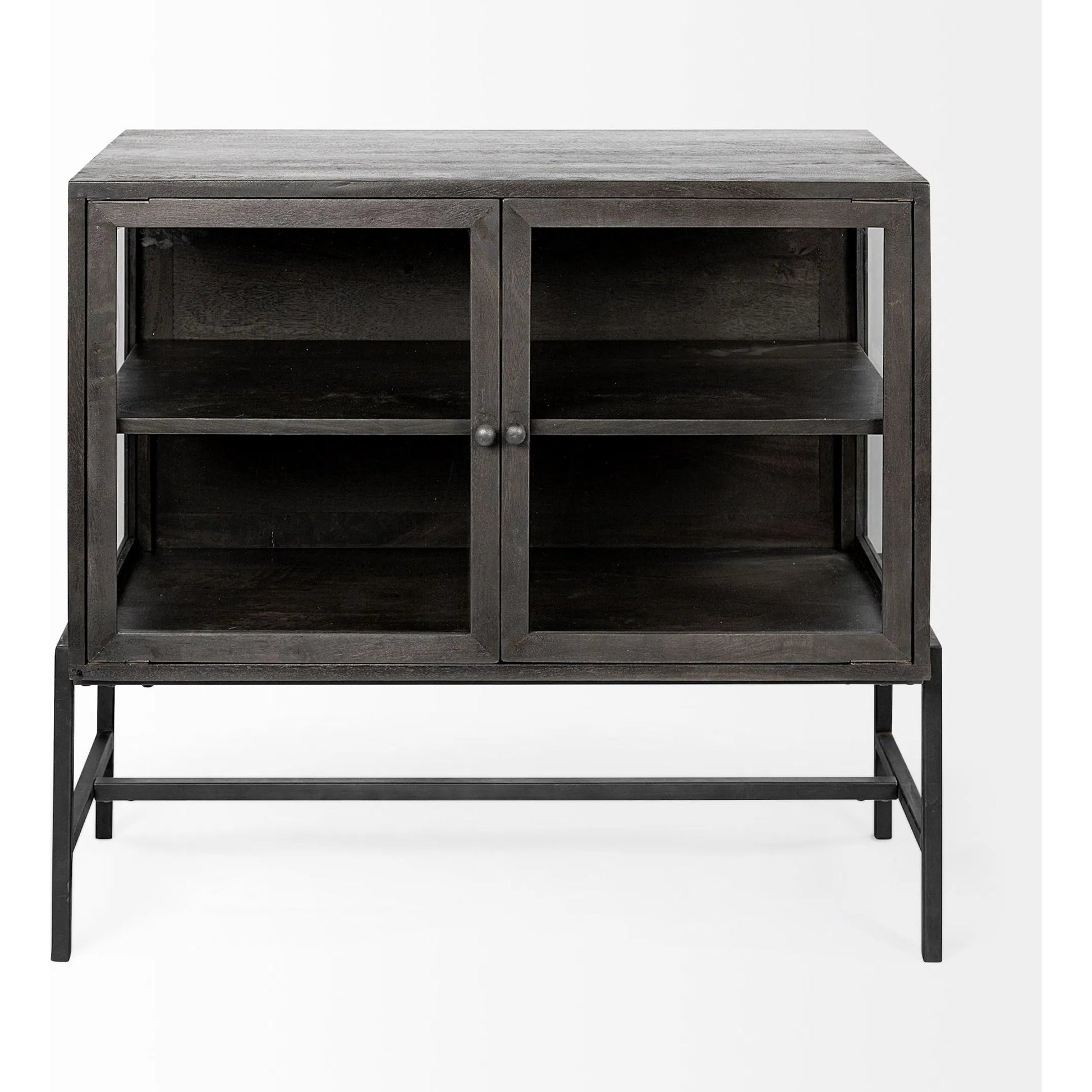 Arelius Accent Cabinet by Mercana. Made from glass, solid wood, steel in a modern style.