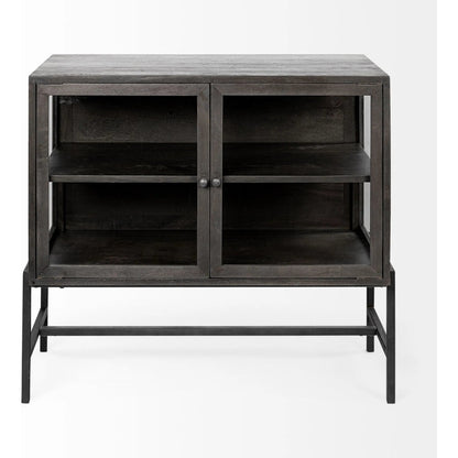 Arelius Accent Cabinet by Mercana. Made from glass, solid wood, steel in a modern style.