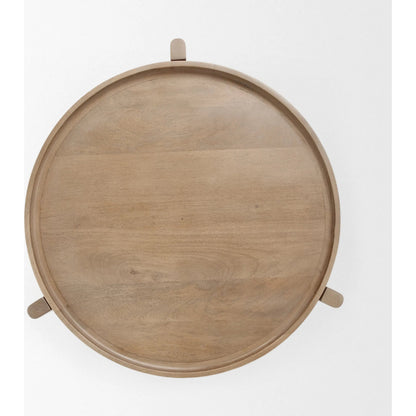 Cleaver Accent Table by Mercana in dark brown. Made from unique in a modern style.