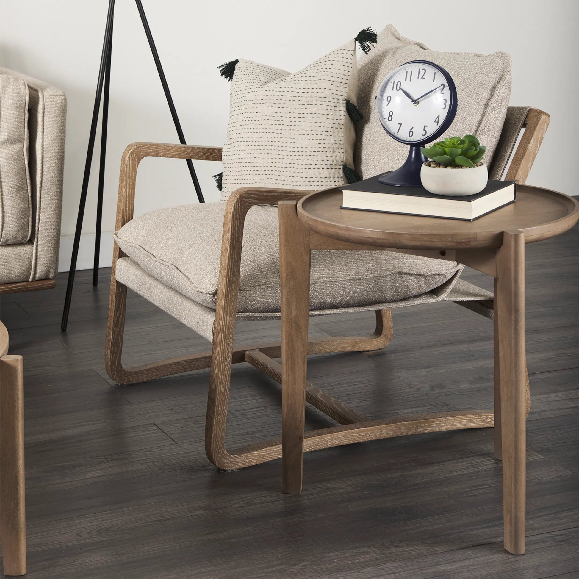 Cleaver Accent Table by Mercana in dark brown. Made from unique in a modern style.