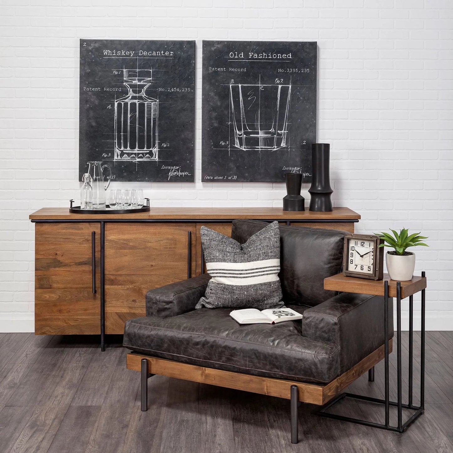 018 SR-815757 | Lifestyle | Redding Toned Square Table Clock by Mercana in natural. Made from unique in a modern style.