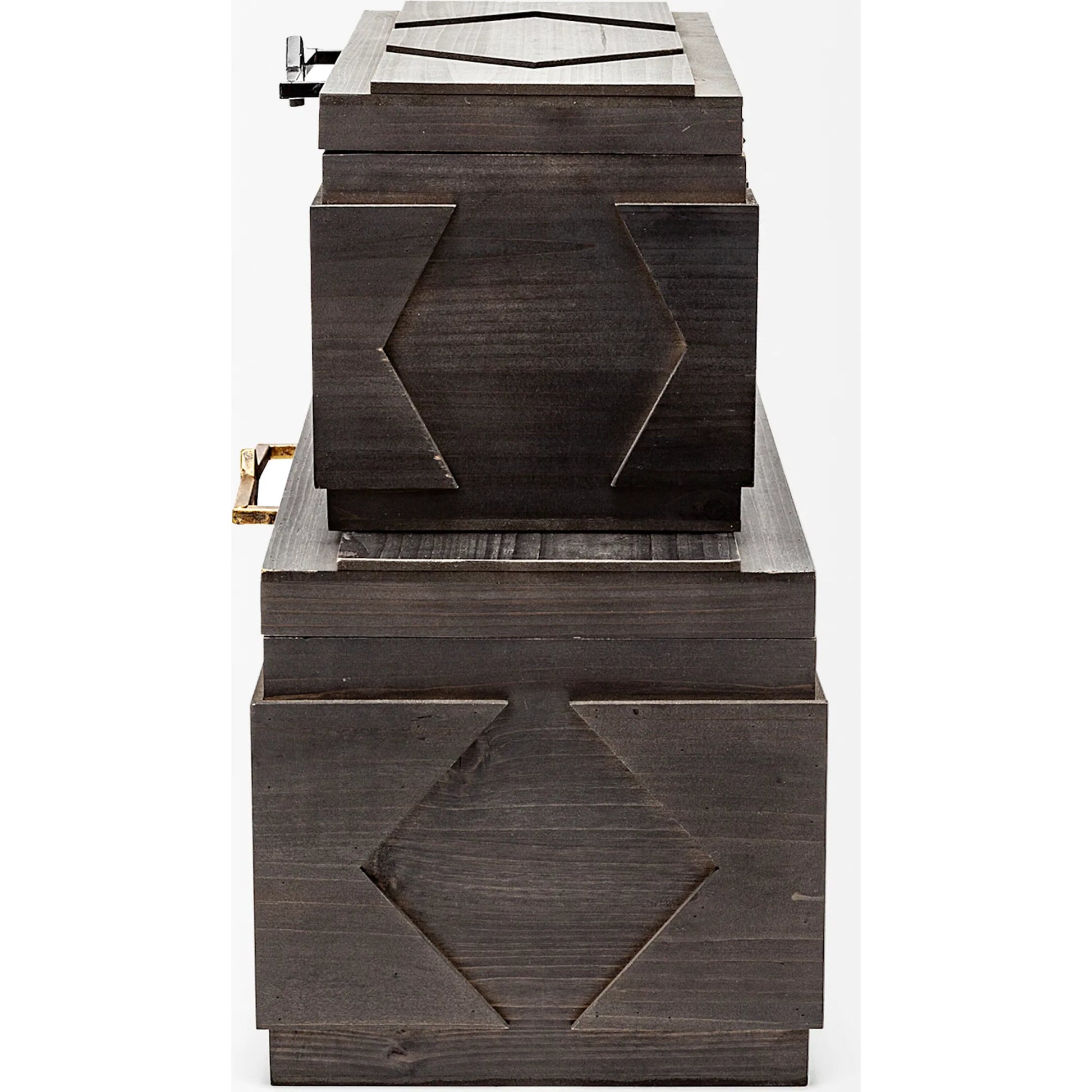 Cassia Wooden Boxes Set of Two by Mercana in brown. Made from unique in a eclectic & global style.