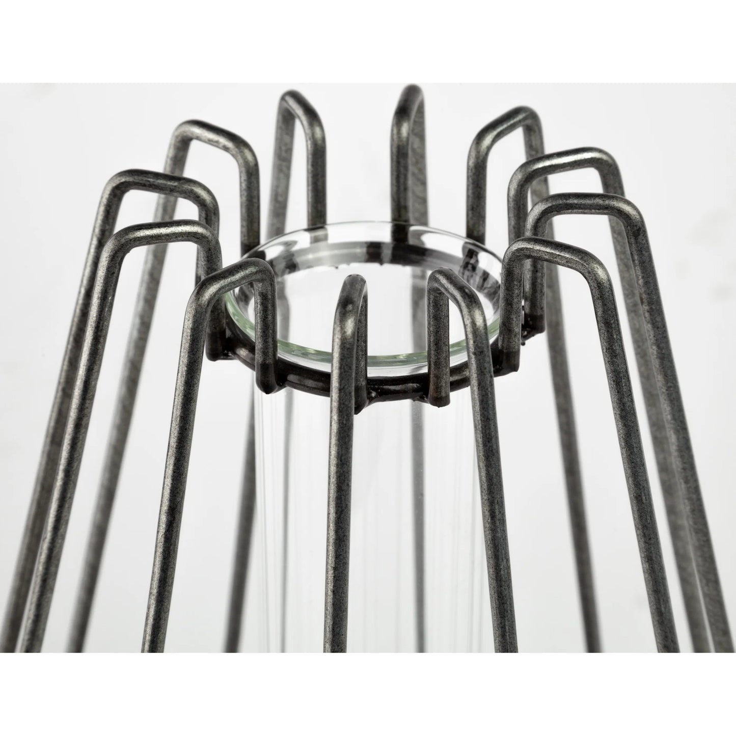 019 S-343108 | Closeup | Madeline II Gunmetal Gray Metal Glass Test Tube Vase by Mercana in silver. Made from unique in a modern style.