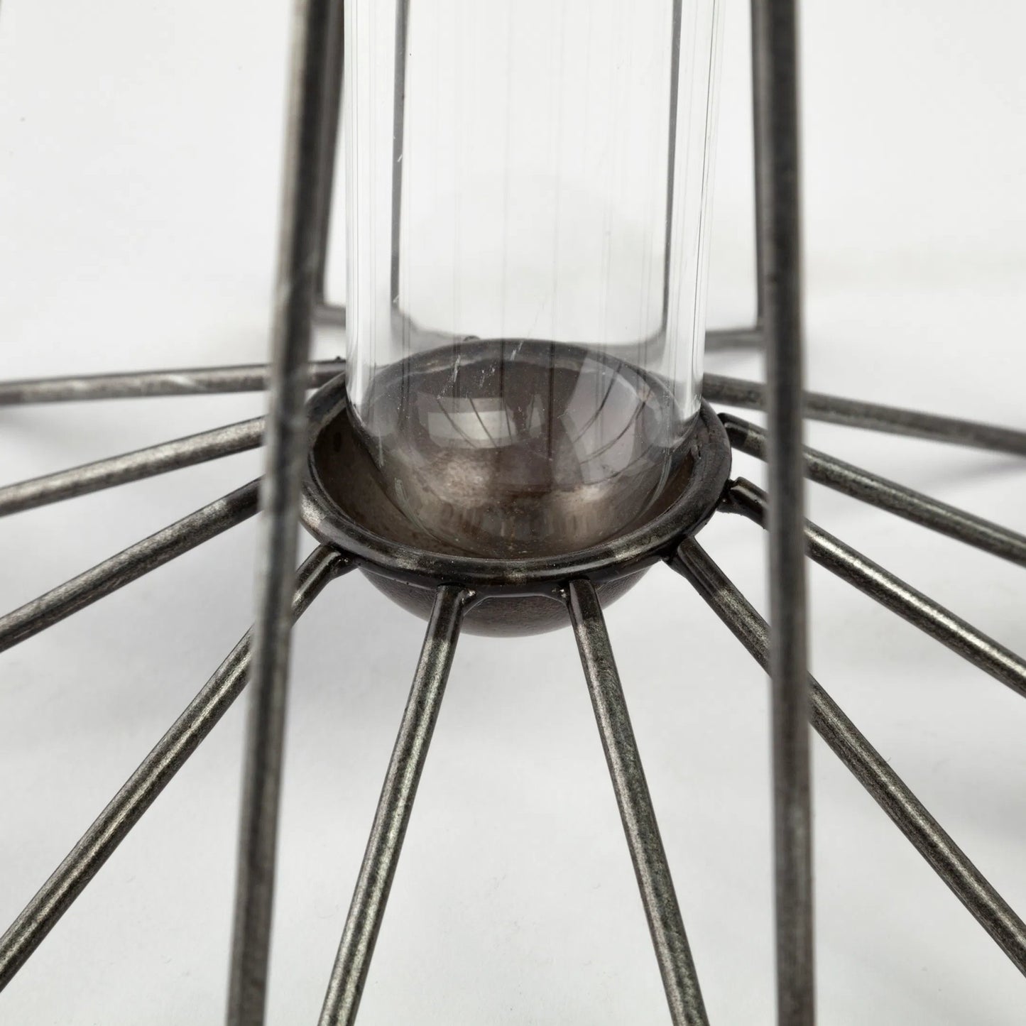 020 S-343108 | Closeup | Madeline II Gunmetal Gray Metal Glass Test Tube Vase by Mercana in silver. Made from unique in a modern style.