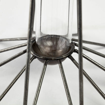Madeline II Gunmetal Gray Metal Glass Test Tube Vase by Mercana in silver. Made from unique in a modern style.