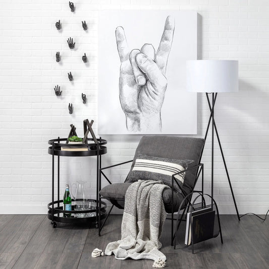 Ambrose Floor Lamp by Mercana in natural. Made from unique in a modern style.