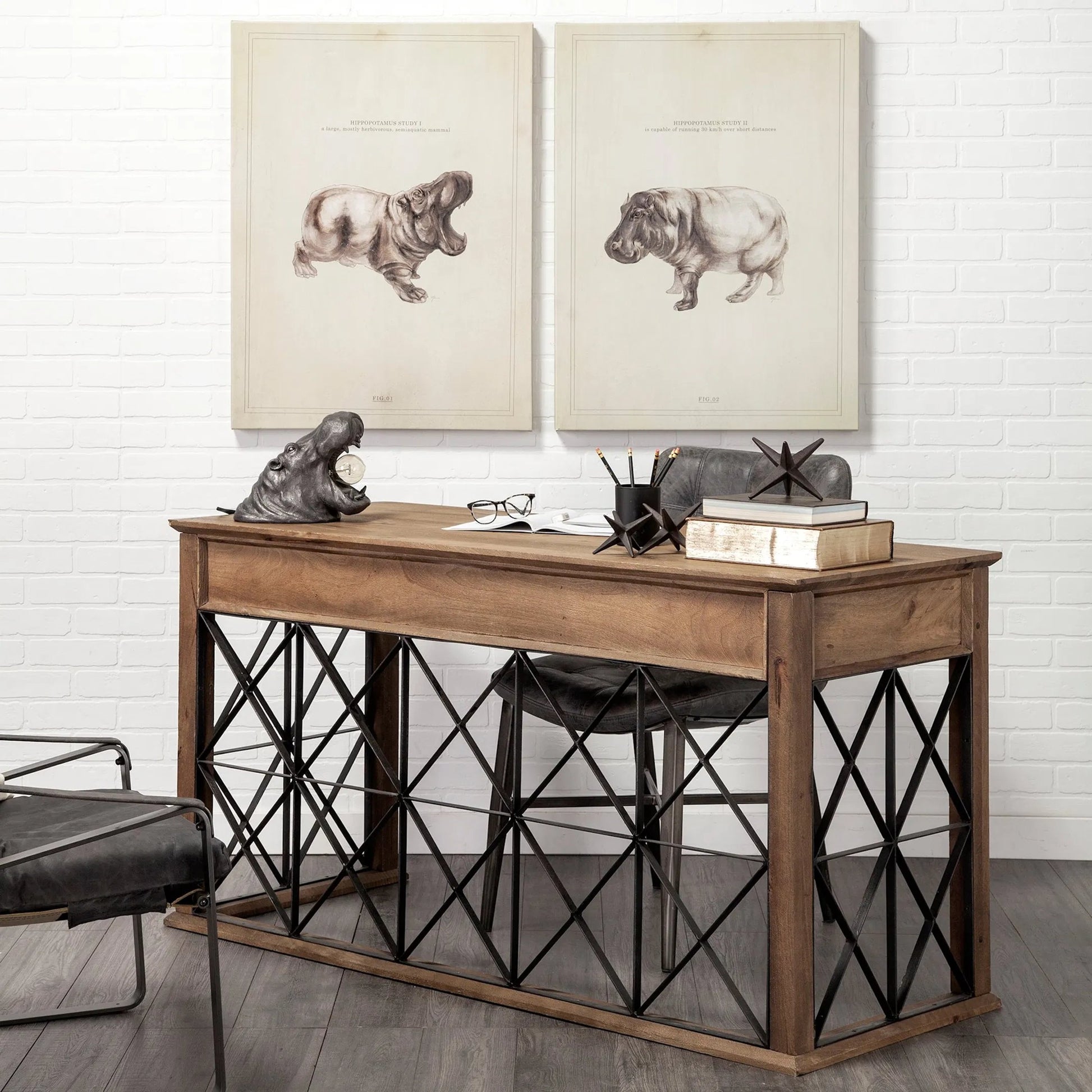 Eldorado Office Desk by Mercana in brown. Made from mango wood in a cottage & farmhouse style.