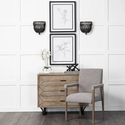 Carollan I Geometric Wood Ball Jack by Mercana in rustic black. Made from unique in a modern style.