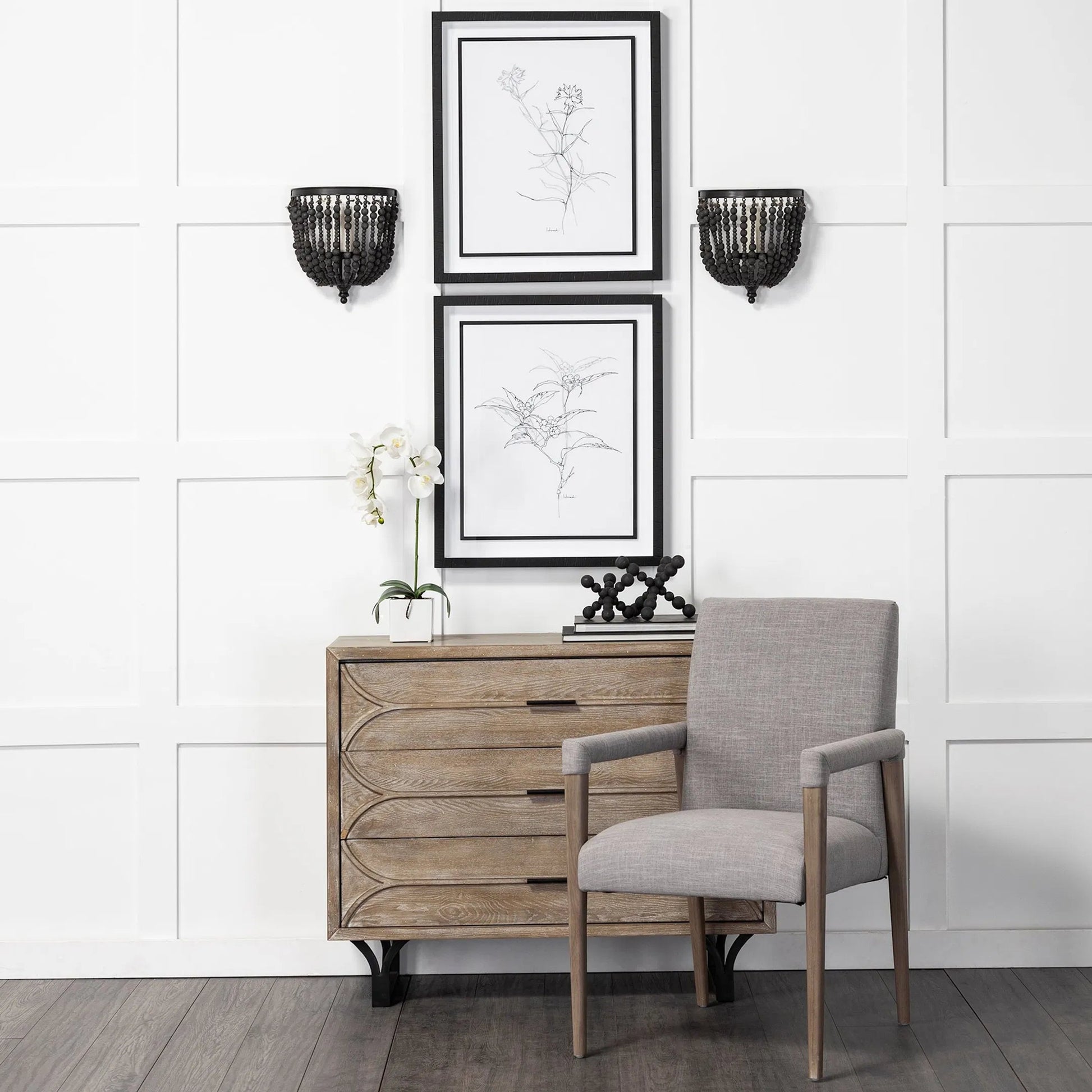 Carollan I Geometric Wood Ball Jack by Mercana in rustic black. Made from unique in a modern style.