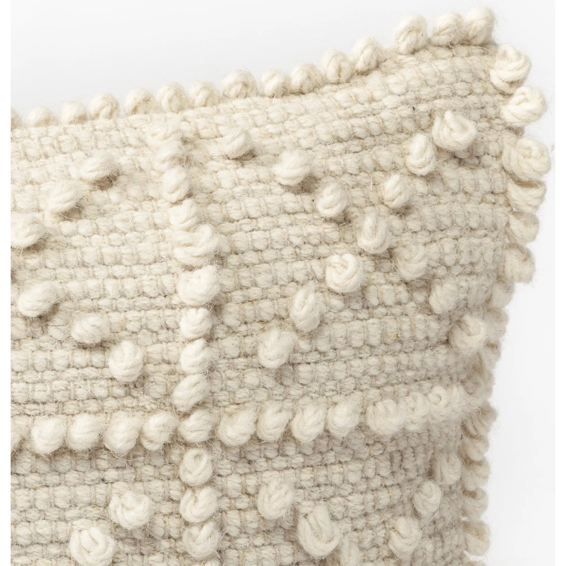 Leroy Raised Pattern Detail Decorative Pillow Cover by Mercana in cream. Made from wool blend in a rustic style.