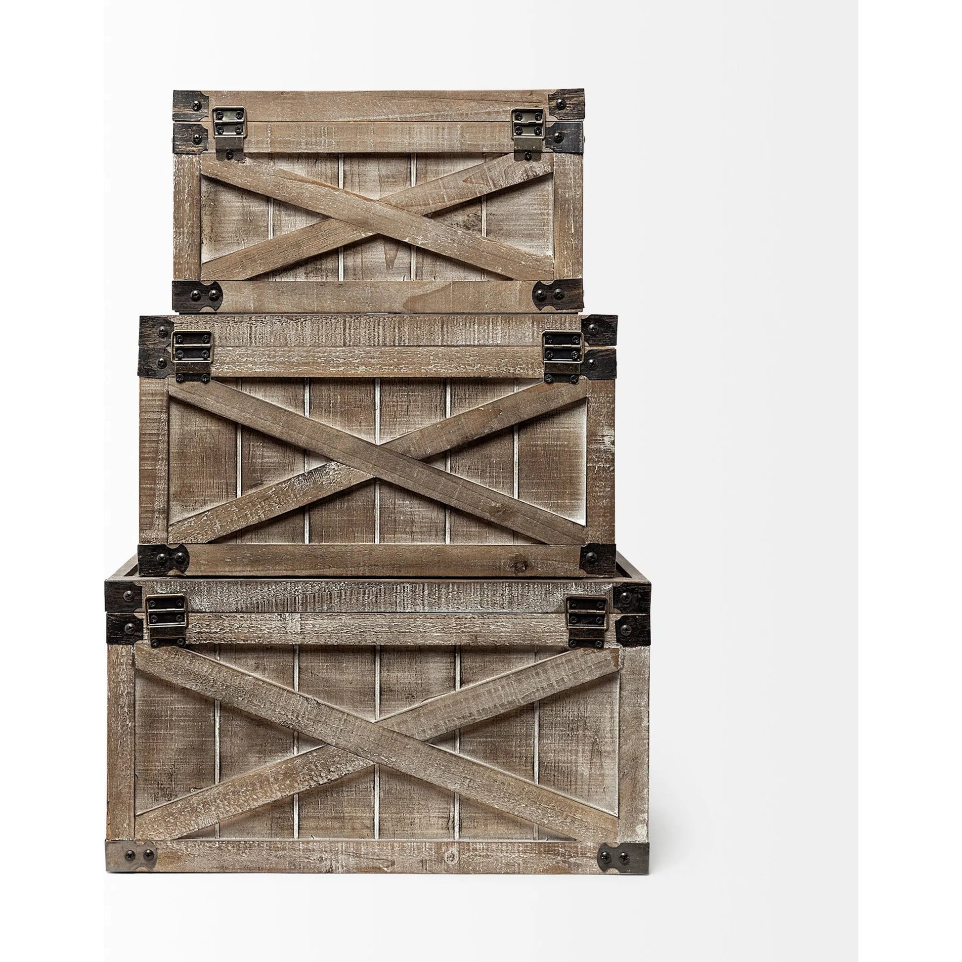 Port Moody Decorative Boxes Set of Three by Mercana in brown. Made from unique in a cottage & farmhouse style.