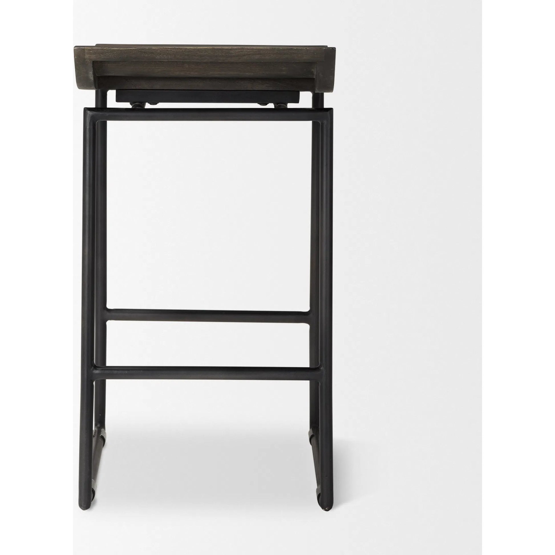 Givens Wood Seat Counter Stool by Mercana in matte black. Made from wood, metal in a modern style.