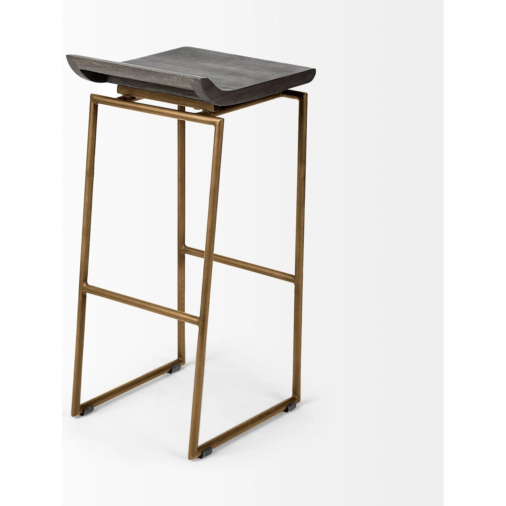 Givens Wood Seat Bar Stool by Mercana in dark brown. Made from unique in a modern style.