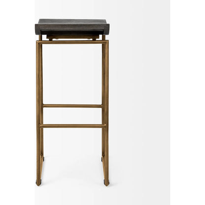 Givens Wood Seat Bar Stool by Mercana in dark brown. Made from unique in a modern style.