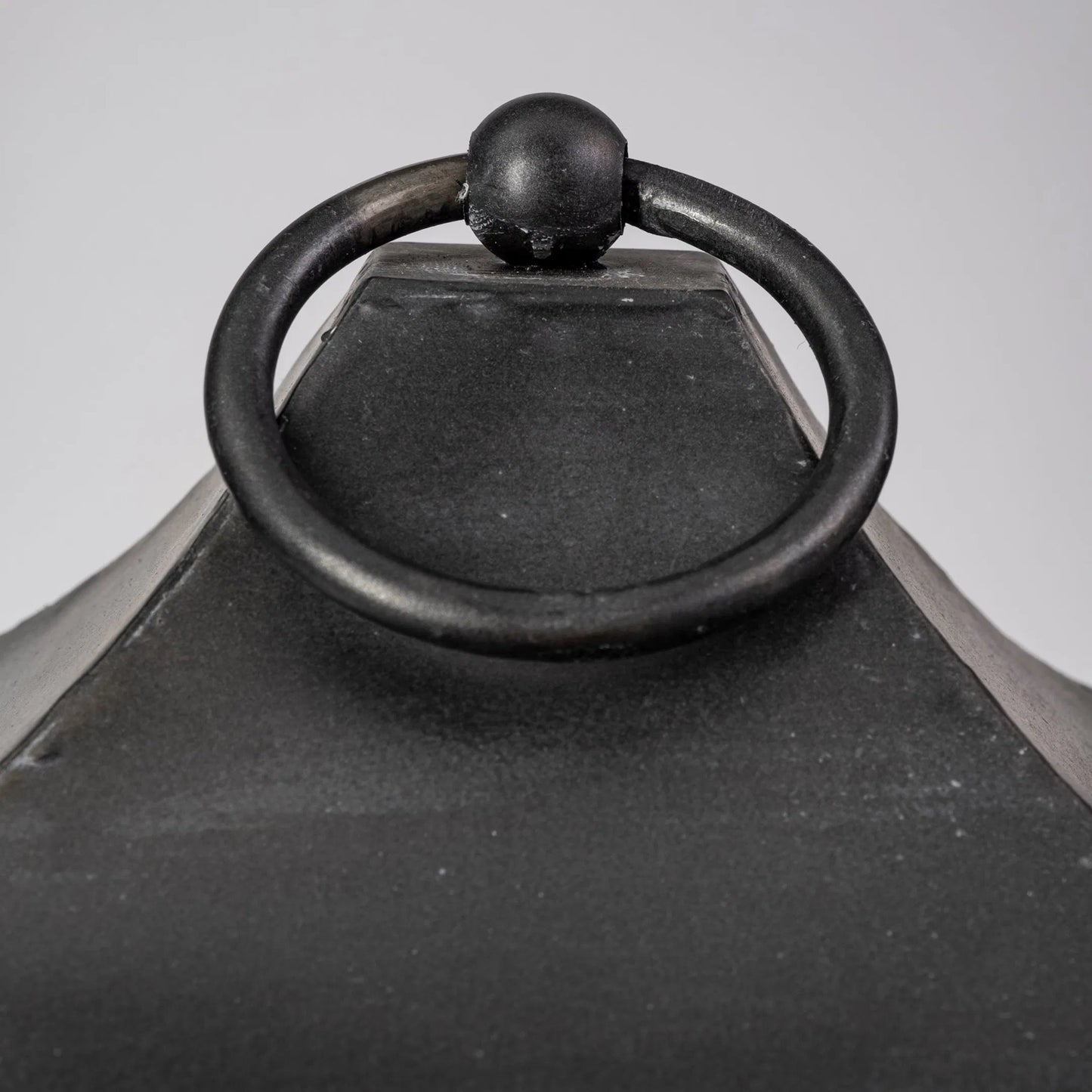 068 SR-815358 | Closeup | Ina Candle Holder Lantern by Mercana in charcoal. Made from unique in a modern style.