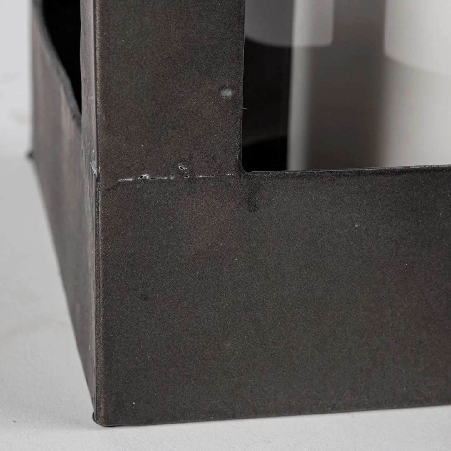 069 SR-815358 | Closeup | Ina Candle Holder Lantern by Mercana in charcoal. Made from unique in a modern style.