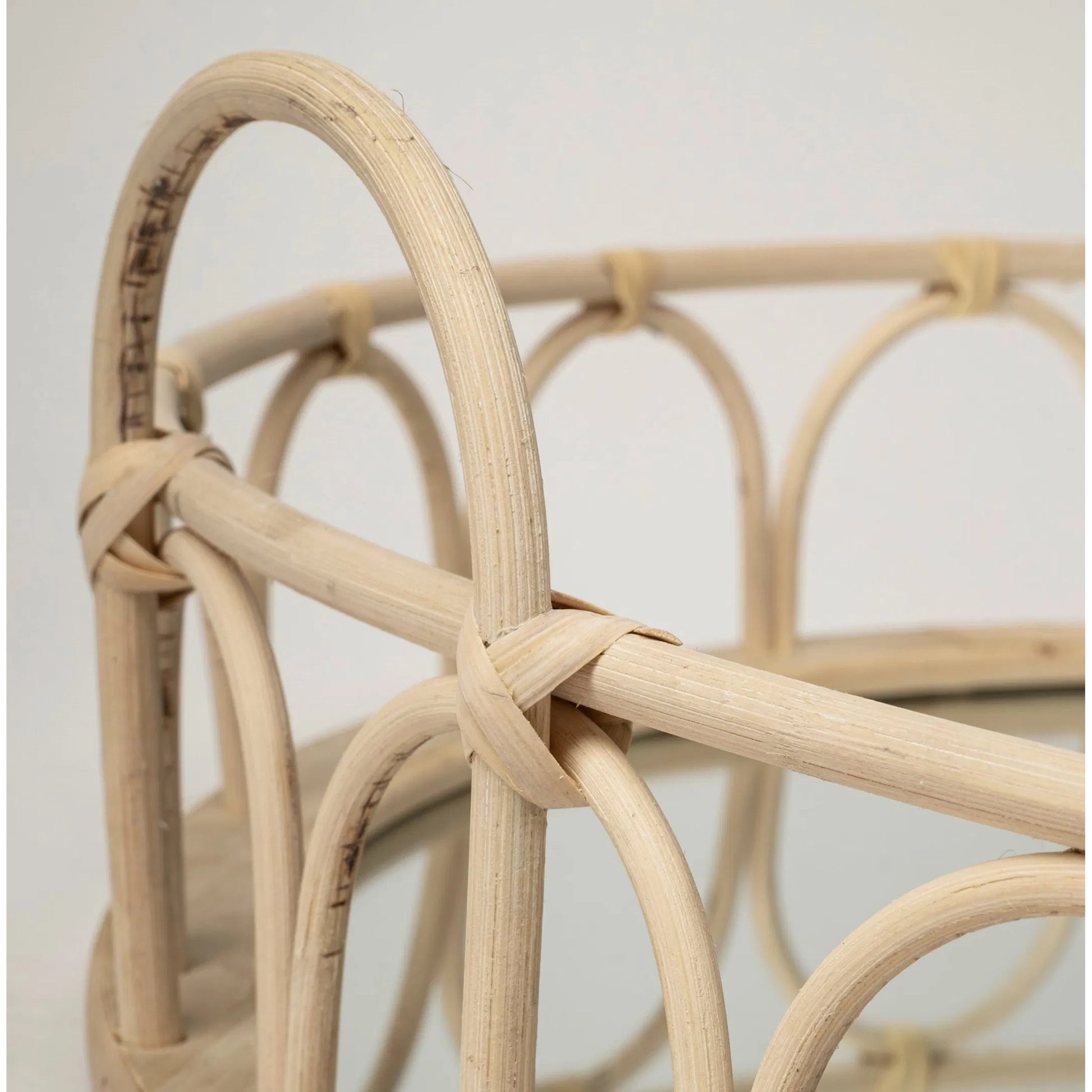 Leona Woven Mirrored Base Nesting Trays Set of Two by Mercana in natural. Made from unique in a transitional style.