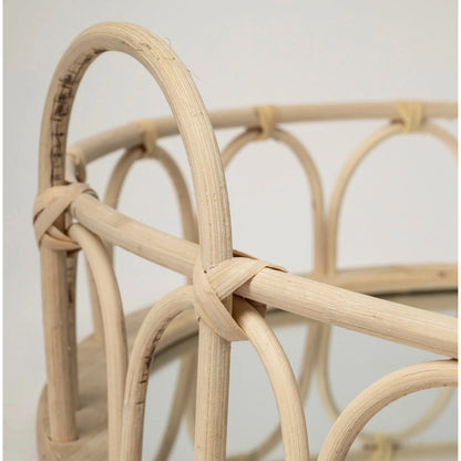 Leona Woven Mirrored Base Nesting Trays Set of Two by Mercana in natural. Made from unique in a transitional style.