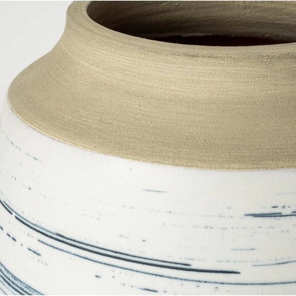 Sonnett Vase by Mercana in white, blue. Made from unique in a coastal style.