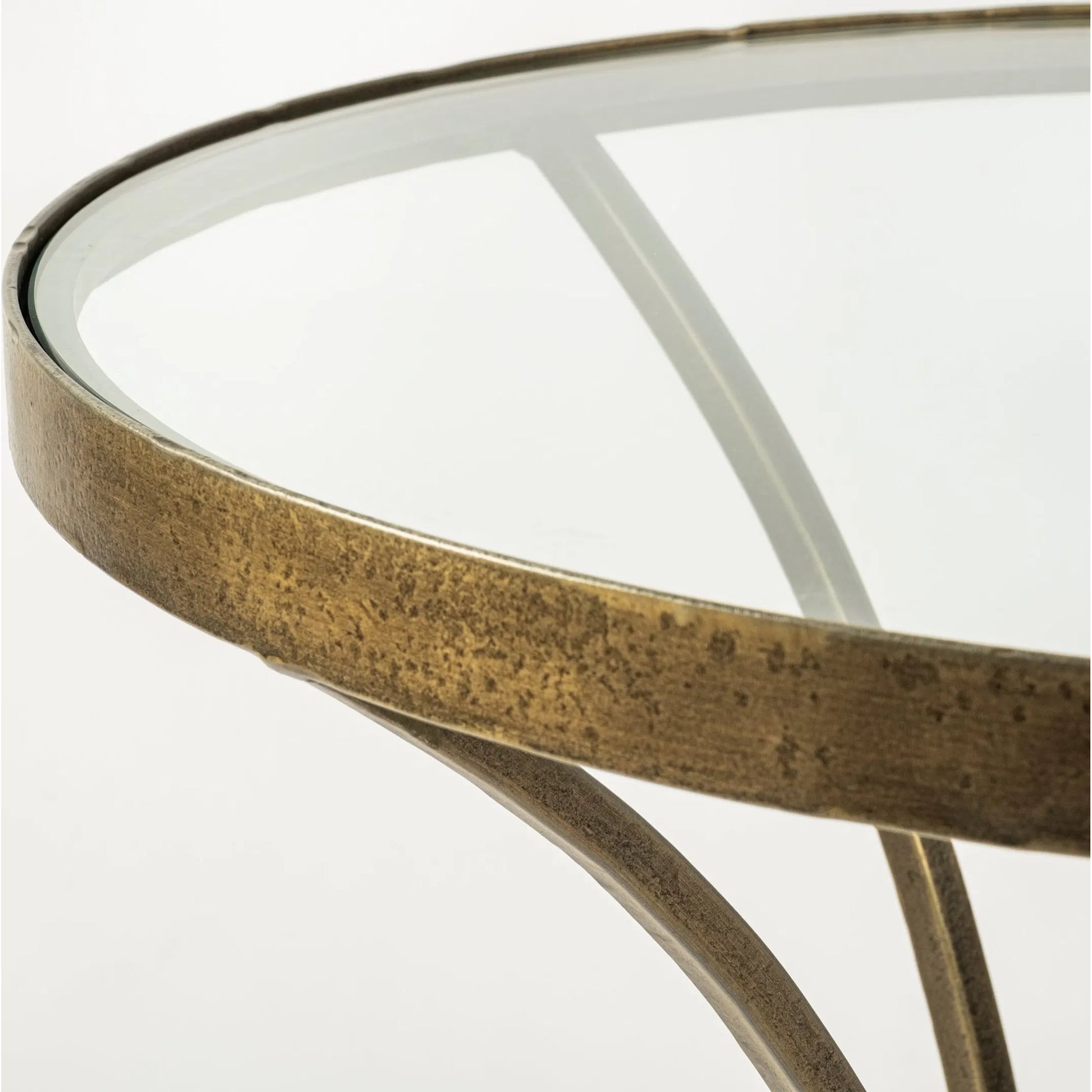 Jacinta End/Side Table by Mercana in antiqued gold. Made from unique in a modern style.