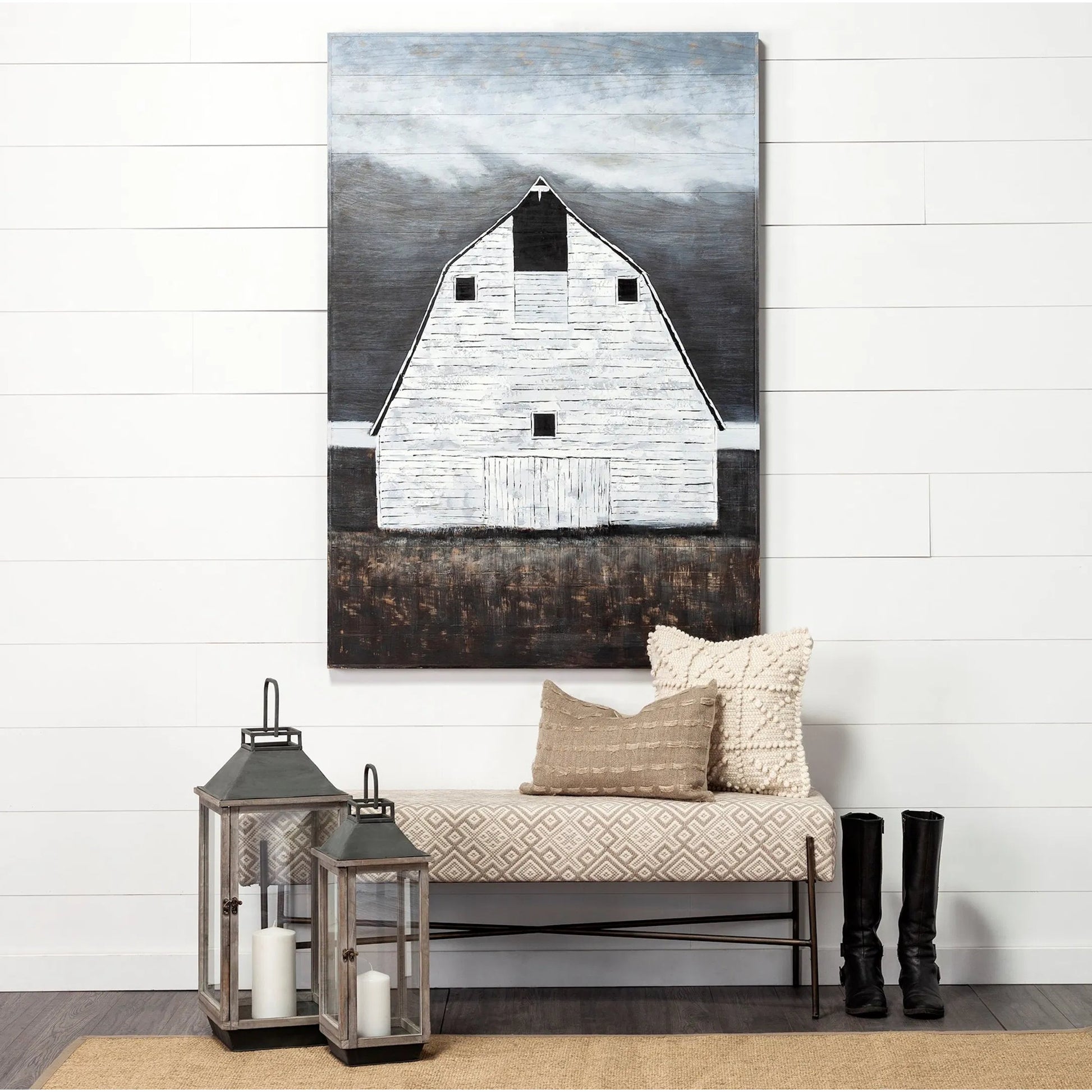 Leroy Raised Pattern Detail Decorative Pillow Cover by Mercana in cream. Made from wool blend in a rustic style.