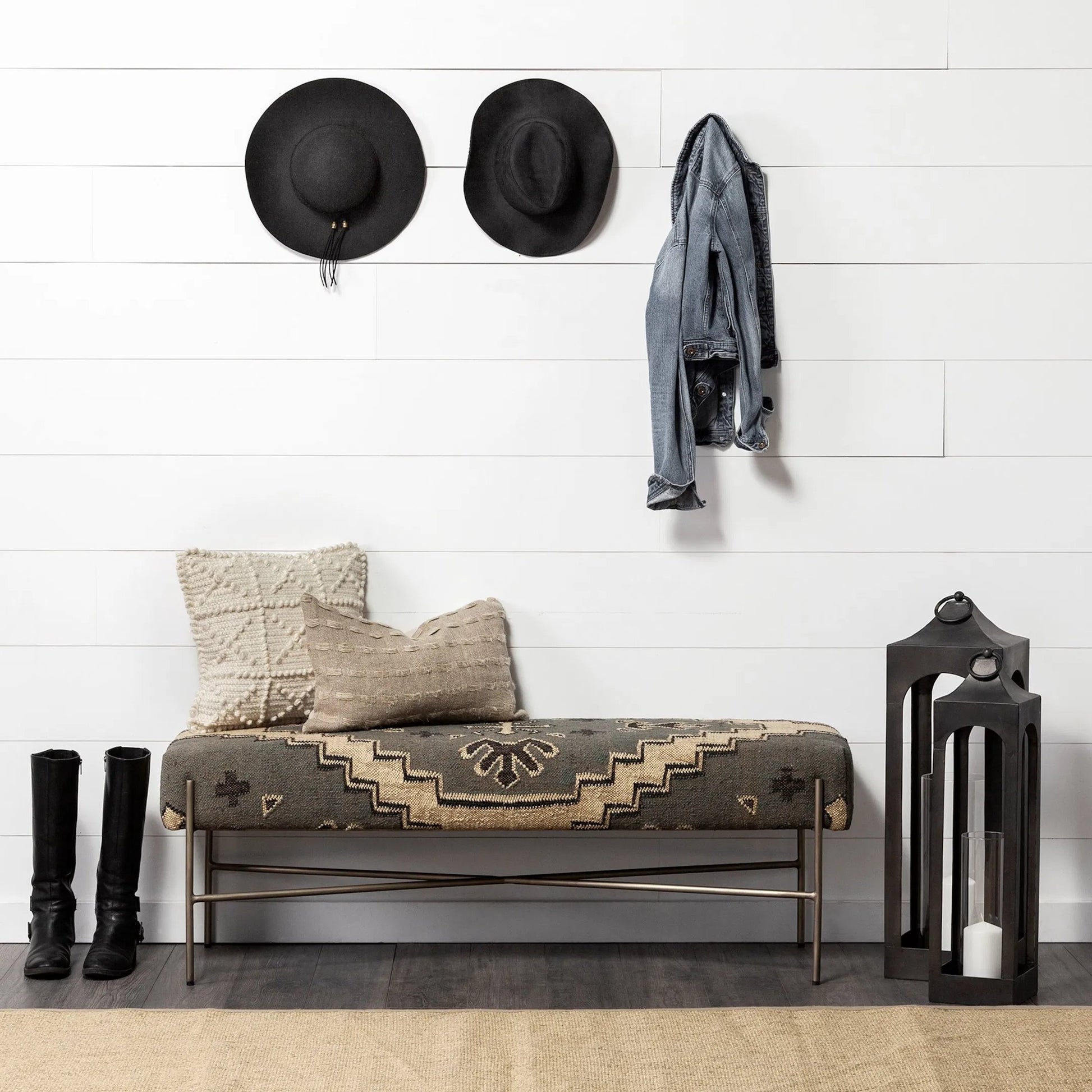Ina Candle Holder Lantern by Mercana in charcoal. Made from unique in a modern style.