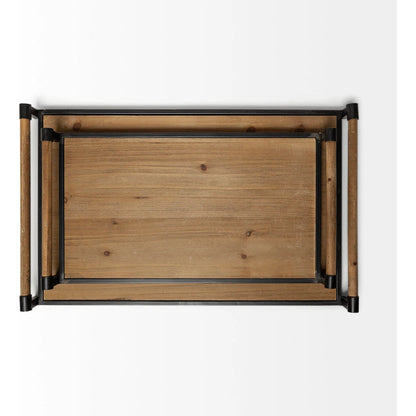 Benson Wood Black Trays Set of Two by Mercana in light walnut. Made from metal in a modern style.